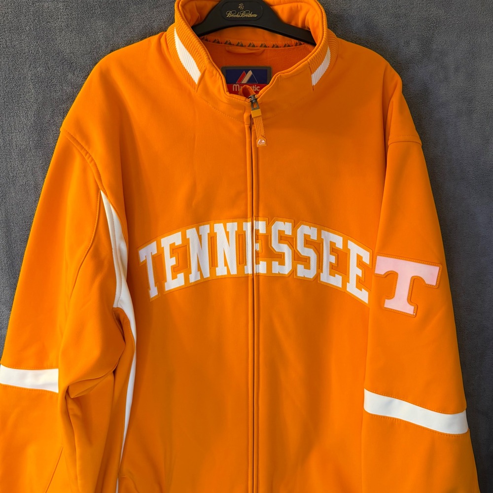 Tennessee Volunteers Majestic Mens 2XL Orange Full Zip Fleece Lined Track Jacket